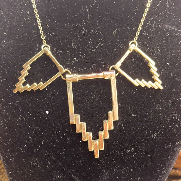 Art Deco Empire Style Gold tone Necklace + Bonus Vintage Rhinestone Geometric - Picture 2 of 7